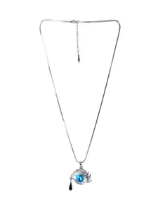 UNIVERSITY TRENDZ Silver-Plated Crystal Studded Teardrop Shaped Pendants with Chain