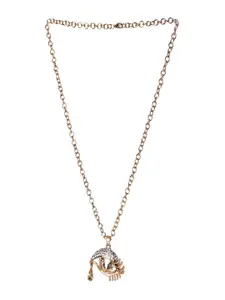UNIVERSITY TRENDZ Gold-Plated Teardrop Shaped Crystal Studded Pendants with Chain