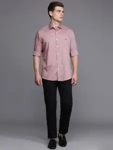 Louis Philippe Sport Pure Cotton Self Design Textured Slim Fit Opaque Casual Shirt