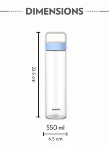BOROSIL Blue & Transparent 4 Pieces Glass Solid Water Bottles 550 ml