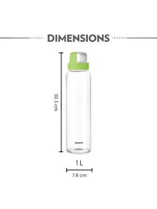 BOROSIL Green & Transparent 2 Pieces Glass Solid Water Bottles 1 L