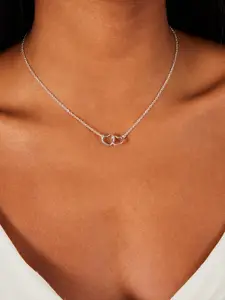 Accessorize Metal Heart Linked Pendant Minimal Chain