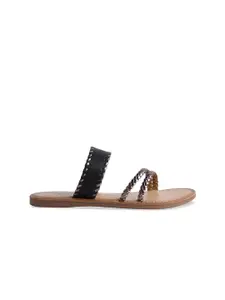 ERIDANI Textured Open Toe Flats