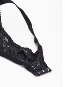 DressBerry Pack Of 2 Black & Orange Self Design Medium Coverage Heavily Padded T-shirt Bra