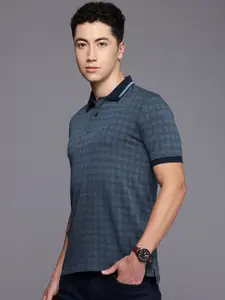Louis Philippe Self Design Polo Collar Pure Cotton T-shirt