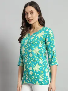 Mialo fashion Floral Printed Notch Neck Straight Kurti