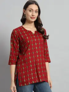 Mialo fashion Floral Printed Notch Neck Straight Kurti