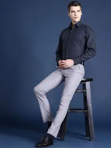 Hancock Men Slim Fit Striped Pure Cotton Formal Shirt