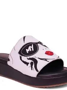 HASTEN Printed Open Toe Flatform Heels