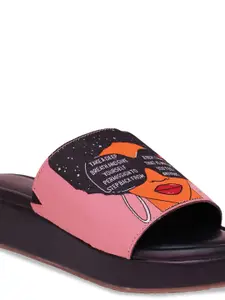 HASTEN Printed Open Toe Flatform Heels