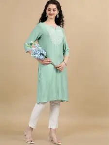 Marcia Floral Yoke Design Sequinned Straight Kurta