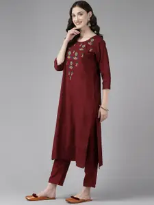 BAESD Floral Embroidered Cotton Straight Kurta