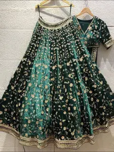 Rujave Embellished Thread Work Semi-Stitched Lehenga & Unstitched Blouse With Dupatta
