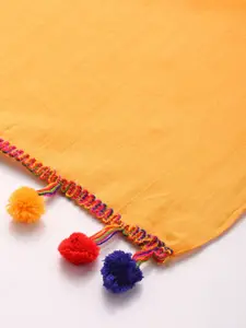 Anouk Pack Of 2 Yellow & Blue Floral Printed Cotton Scarves