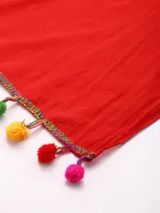 Anouk Pack Of 2 Red & Green Tasselled Cotton Scarves