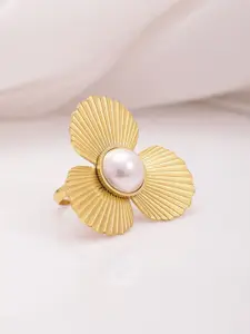 Rubans Voguish 18K Gold Plated Stainless Steel Tarnish-Free Demi-Fine Adjustable Ring