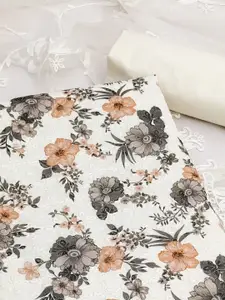 Peachmode Floral Embroidered Unstitched Dress Material