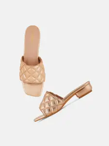 DressBerry Rose gold Toned Textured Comfort Heels