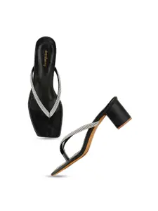 DressBerry Black Embellished Block Heels