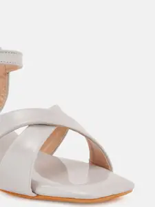 DressBerry Grey Open Toe Block Heels