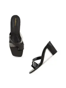 DressBerry Black Open Toe Block Heels
