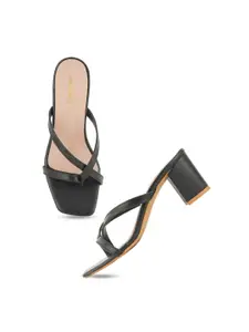DressBerry Black Strappy Block Heels