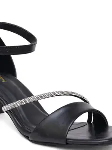 DressBerry Black Embellished Block Heels