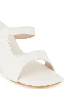 DressBerry White Open Toe Block Heels