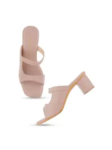 DressBerry Pink Open Toe Block Heels