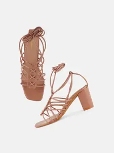 DressBerry peach Coloured Block Heeled Gladiators