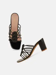 DressBerry Black Open Toe Block Heels