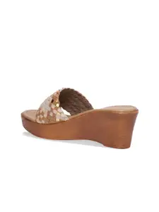 ERIDANI Aive Textured Open Toe Wedge Heels