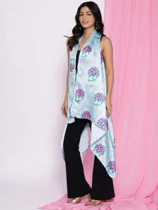 LetsDressUp Floral Printed Sleeveless Longline Shrug