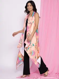 LetsDressUp Women Floral Printed Sleeveless Longline Shrug