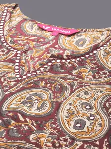 Varanga Paisley Printed Mirror Work Cotton Kurta