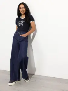 DressBerry Women Hippie Nostalgia 70's Wide Leg Baggy Jeans