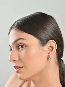 ToniQ Geometric Silver Plated Studs Earrings