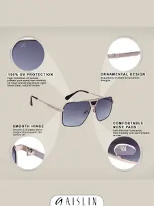 AISLIN Men Wayfarer Sunglasses with UV Protected Lens ES_13432-93-AS-80750-GRY-STBK-WFSQ