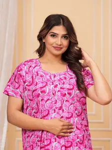 JVSP FASHION Abstract Printed Pure Cotton Maxi Nightdress