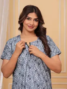 JVSP FASHION Printed Pure Cotton Maxi Nightdress