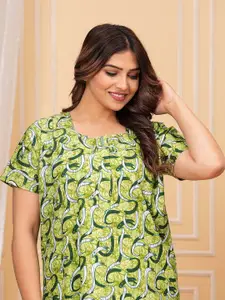 JVSP FASHION Abstract Printed Pure Cotton Maxi Nightdress