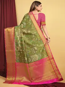 SGF11 Kalamkari Zari Art Silk Kanjeevaram Saree