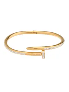 Fashion Frill Cubic Zirconia Gold-Plated Bangle-Style Bracelet