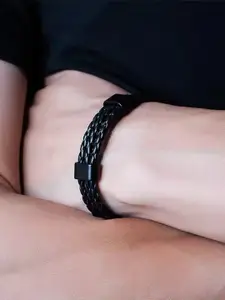 Fashion Frill Men Leather Leather Wraparound Bracelet