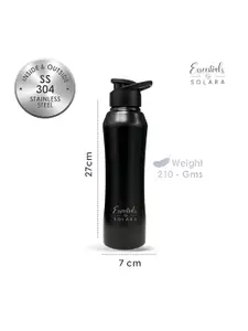 Solara Black 2 Pieces Stainless Steel Single Wall Vacuum Tip Open Water Bottles 1 L