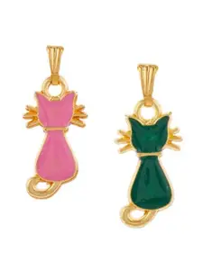 DressBerry Pink Gold-Plated Enamelled Pendants With Chains