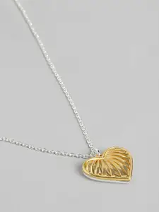 VANBELLE 925 Sterling Silver Rhodium & Gold Plated Heart Pendant with Chain
