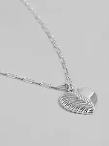 VANBELLE 925 Sterling Silver Rhodium Plated with CZ Heart Pendant with Chain