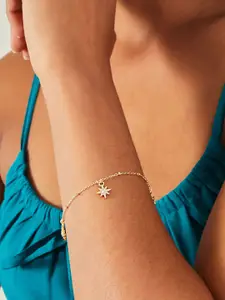 Accessorize Metal Stone Studded Charm Bracelet