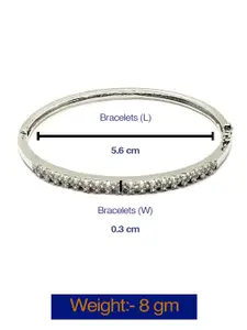 DressBerry Silver-Toned Rhodium-Plated American Diamond Studded Kada Bracelet